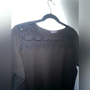 MARKS & SPENCER Black Blouse with Crochet Neckline UK 18